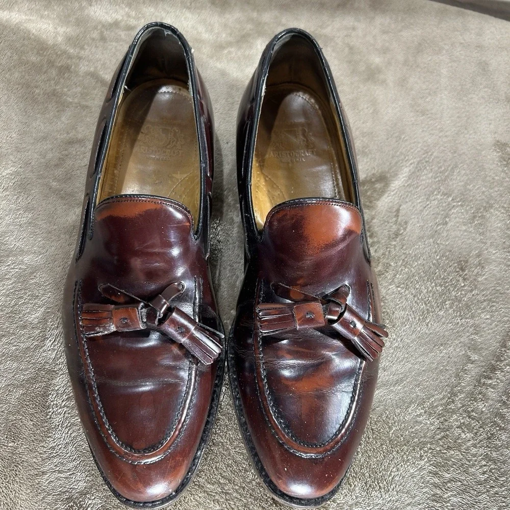 Vintage Johnston & Murphy Aristocraft Loafer Tassel Brown/Burgundy Sz 9.5